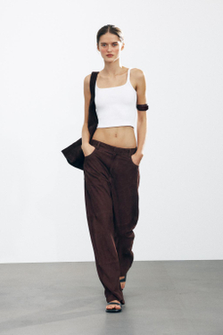 ZARA УКОРОЧЕННЫЙ ТОП В РУБЧИК, БЕЛЫЙ