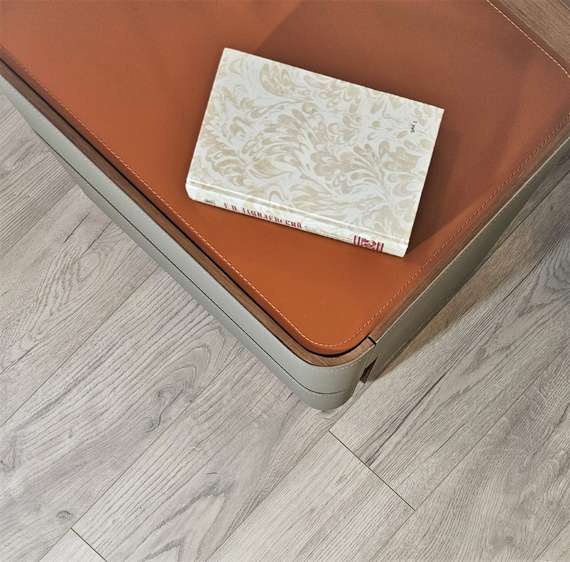 Тумба прикроватная Fidelio, бежевая экокожа, шпон ореха