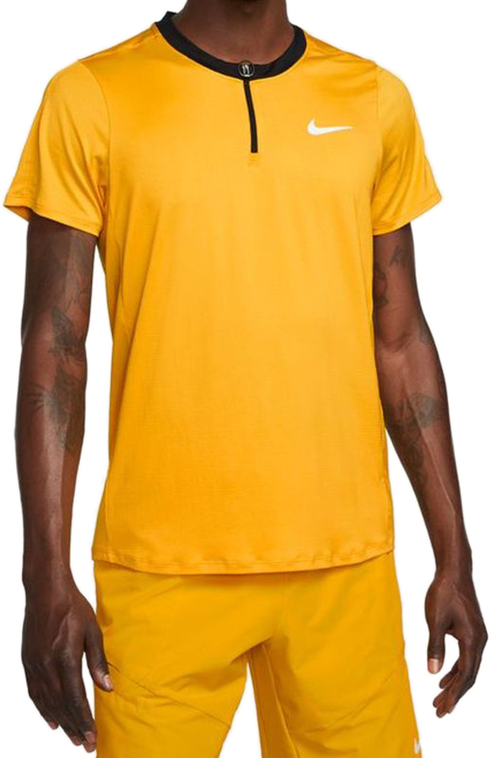 Мужское поло теннисное Nike Men's Court Dri-Fit Advantage Polo - yellow ochre/black/white