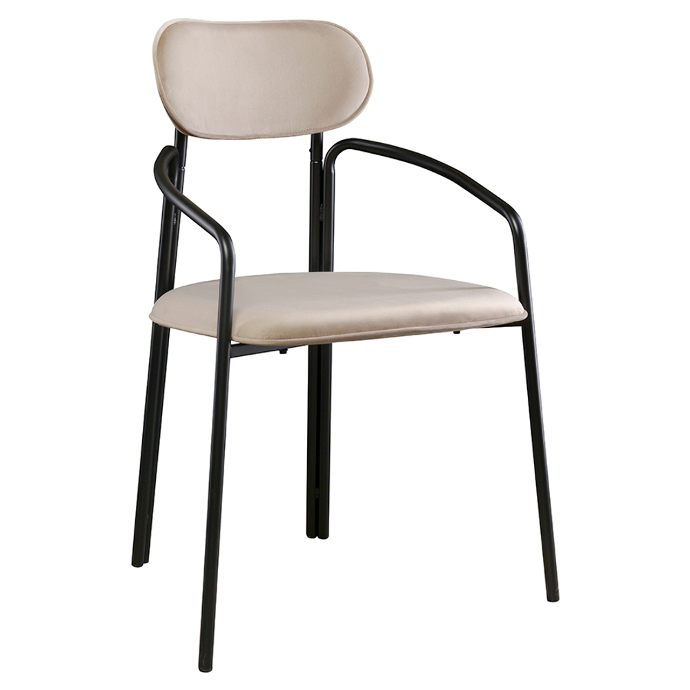 Стул ror, round, велюр, черный/бежевый