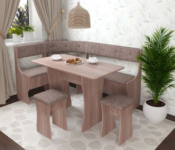 Кухонный уголок bello "Оливьер" (Ясень Шимо темный/Рогожка Savana Latte (AT)) -G/Л1