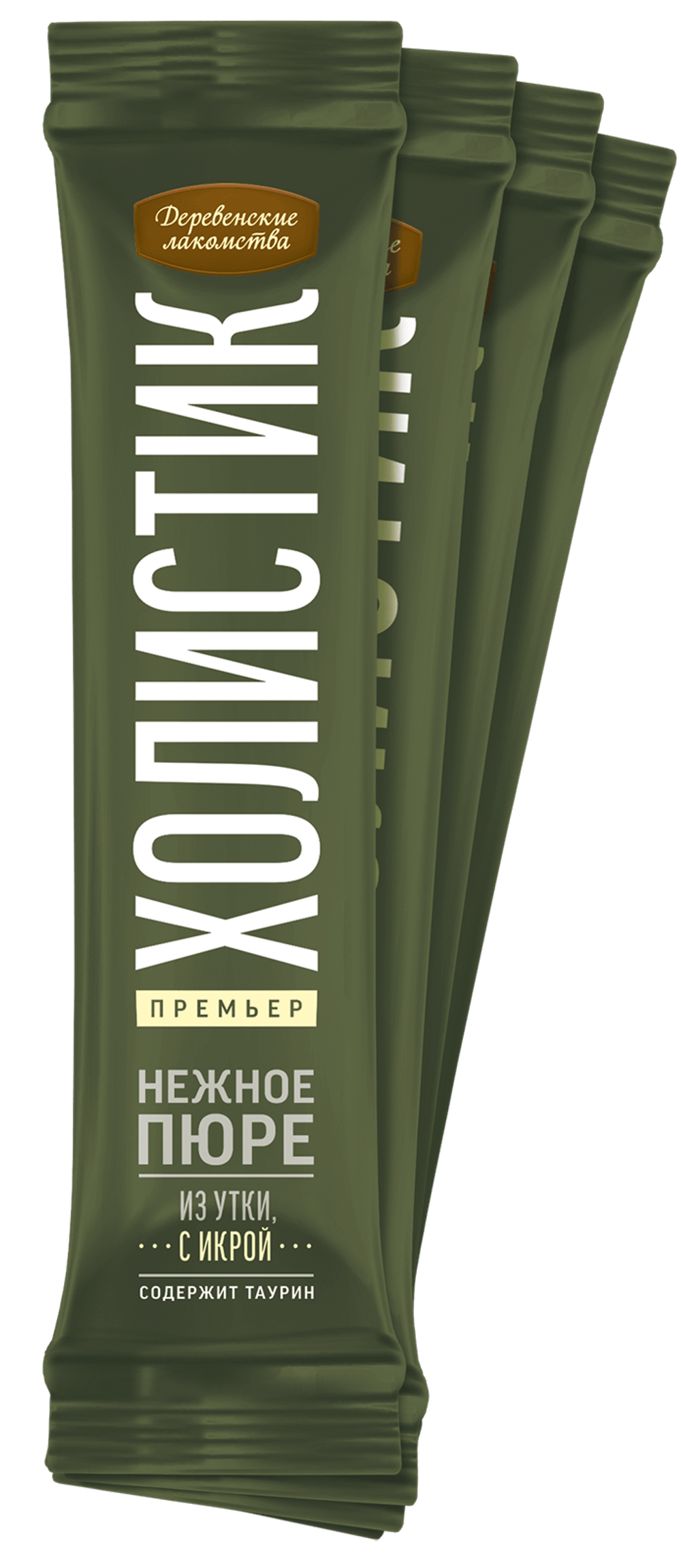 Деревенские Лакомства д/кошек "Нежное пюре из Утки с Икрой летучей рыбы", 1шт