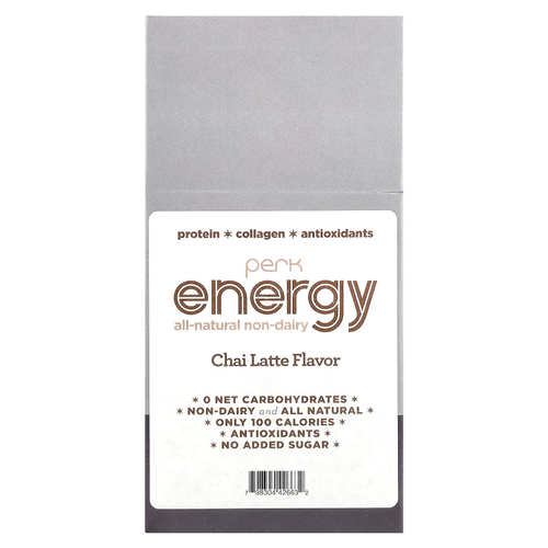 Perk Energy, Полностью натуральные немолочные продукты, чай латте, 10 пакетиков по 21 г
