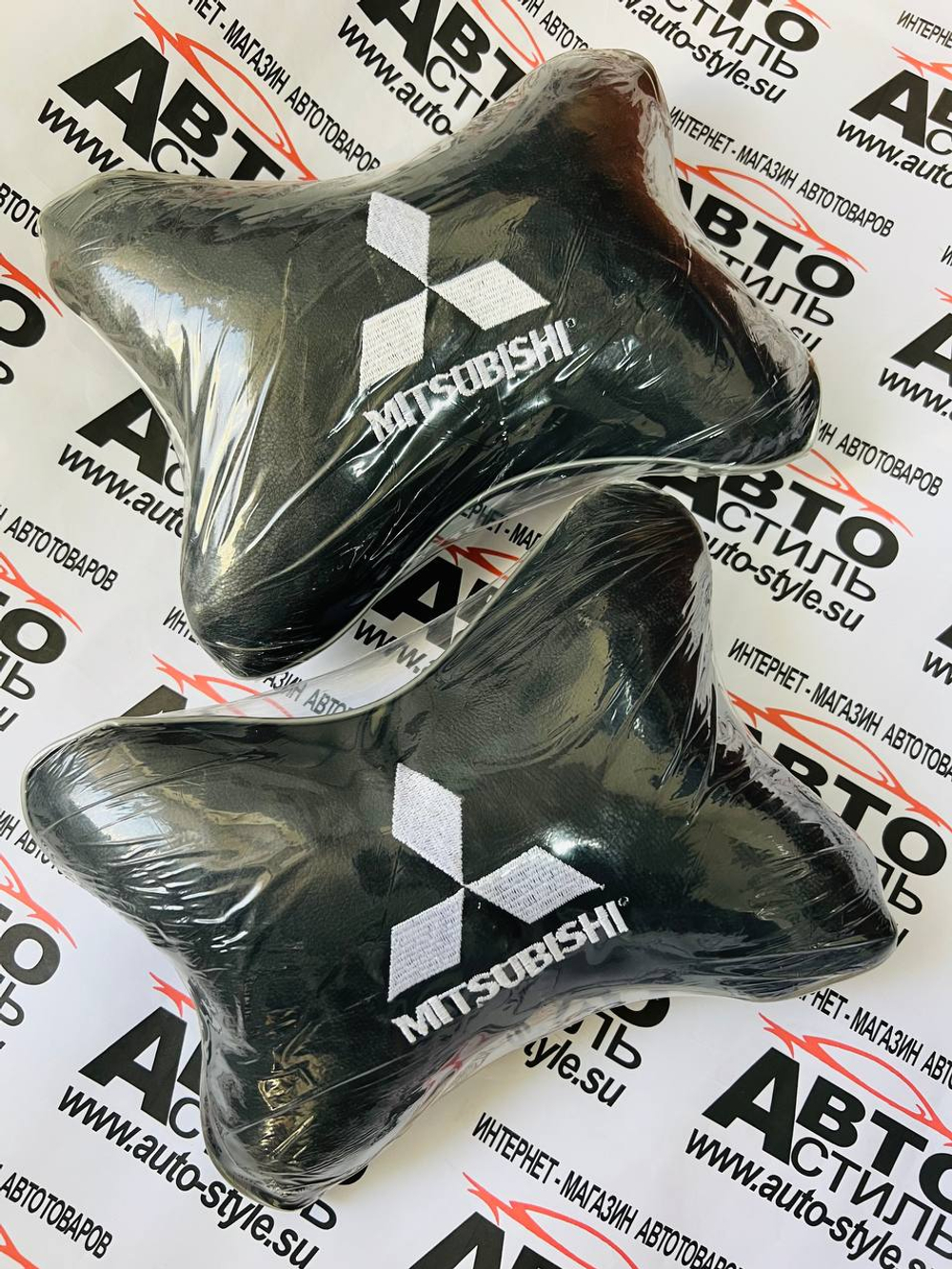 Подушки на подголовник КОЖА-Эко пара черный МИТСУБИСИ/Mitsubishi