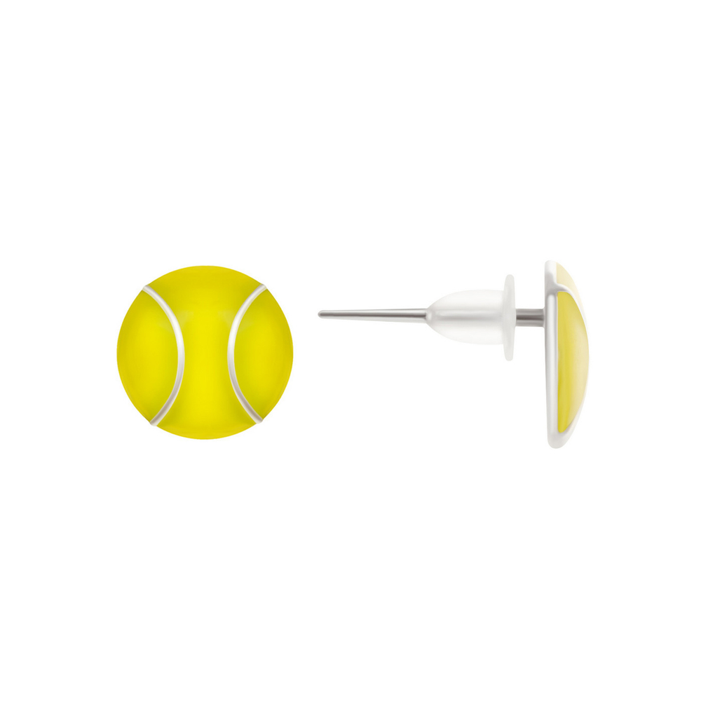 "Теннисный мяч" серьги в серебряном покрытии из коллекции "Olympic" от Jenavi с замком пусеты