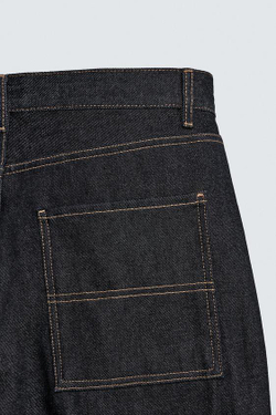 ZARA ДЖИНСЫ CARPINTERO BAGGY FIT С ДЕКОРАТИВНОЙ СТРОЧКОЙ, СИНИЙ