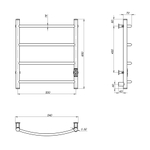 Полотенцесушитель MIXLINE CAPELLA  60х50 (таймер, 201 Вт, 4 перекладины) электрический ЧЕРНЫЙ