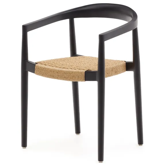 Ydalia Садовый стул из черного тика и натуральной веревки