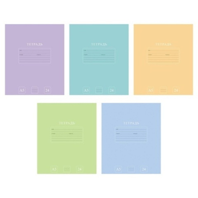 "ECO" Тетрадь 24 л. А5ф ЛИНИЯ 60-65г/кв.м на скобе 5 диз.в блоке серия -PUREcolour-