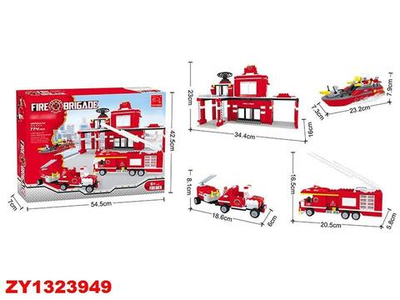 Конструктор блочный Аусини Пожарная бригада 774дет., коробка 21001