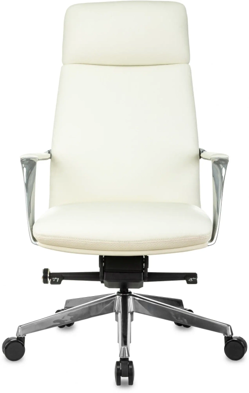 Кресло руководителя Бюрократ _VEGA белый кожа крестов. алюминий