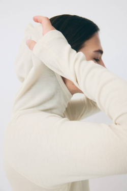 H&M Шерстяная футболка с капюшоном, светло-бежевый