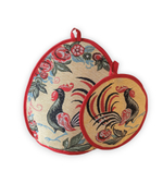 Гобеленовый набор для кухни Петушок черный (колпак на чайник и прихватка)