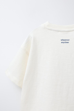 ZARA ФУТБОЛКА С НАДПИСЬЮ, ЭКРЮ