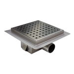 Трап для душа AZARIO 150х150 цельнометаллический, перфорированная решетка, горизонтальный выпуск (AZZ1150)
