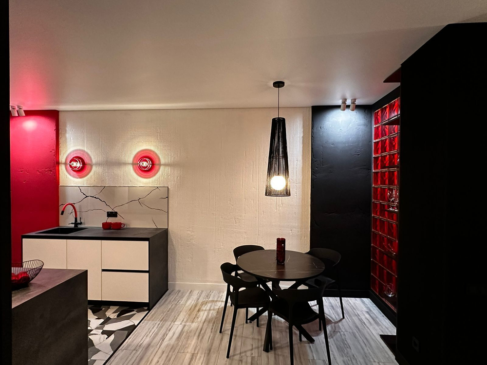 Стеклоблок красный волна окрашенный изнутри Vitrablok 19x19x8