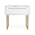 Тумба прикроватная на ножках ROYAL 5201 эко (Мрамор Каррара-Золото-р.золото)