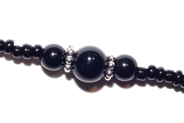 Цепочка бисер разный размер чёрная 230, 60 см