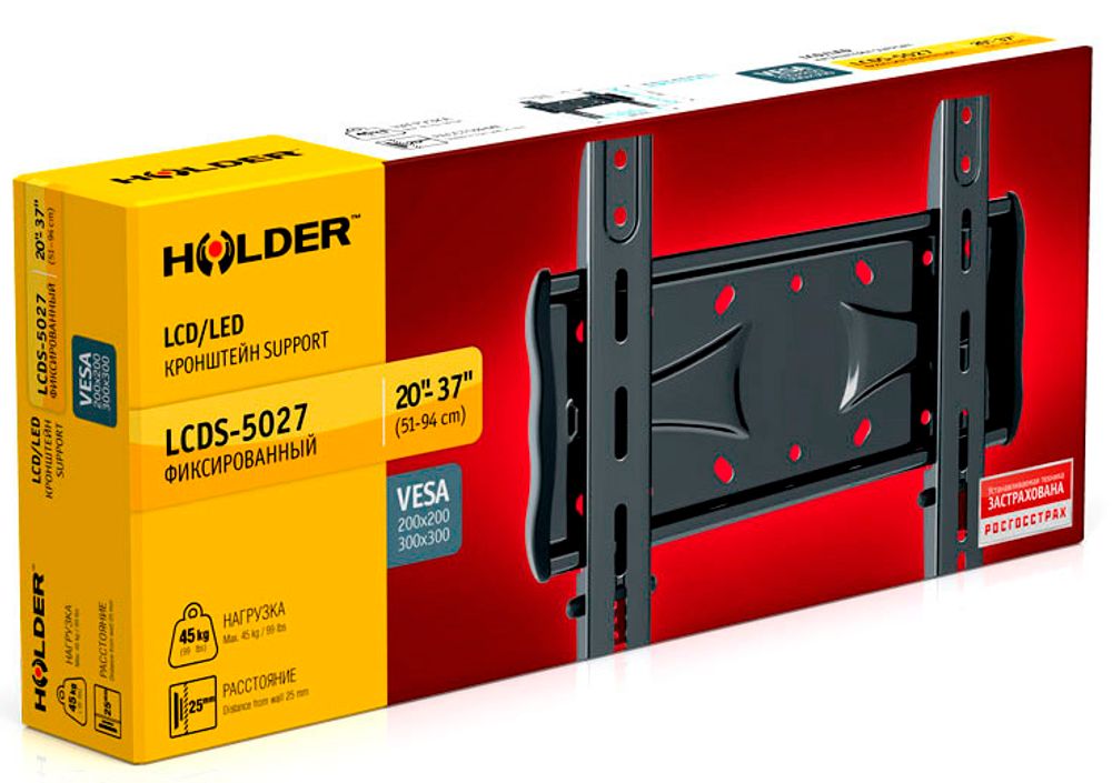 Кронштейн ЖК HOLDER LCDS - 5027, 20-37&quot; 45 кг. черный глянец