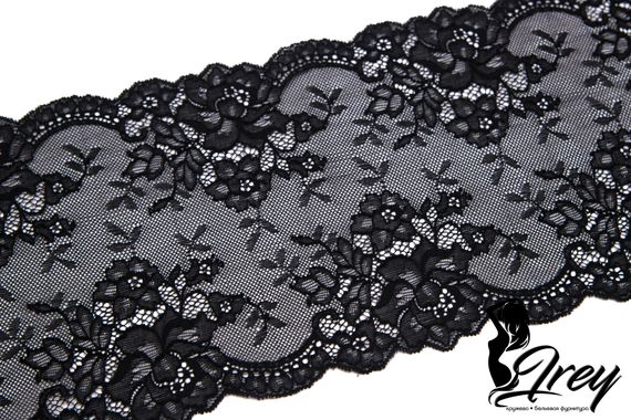 0398 Кружево эластичное 17 см, классика, Италия, черный