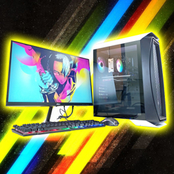 Игровой компьютер с монитором 24 дюйма, i7-10700, ОЗУ-32GB, AMD Radeon RX580 8GB, SSD 512GB, Windows 11