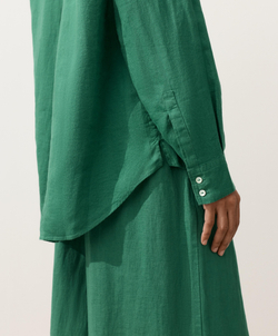 Oysho Рубашка свободного кроя из 100%-го льна, изумрудный