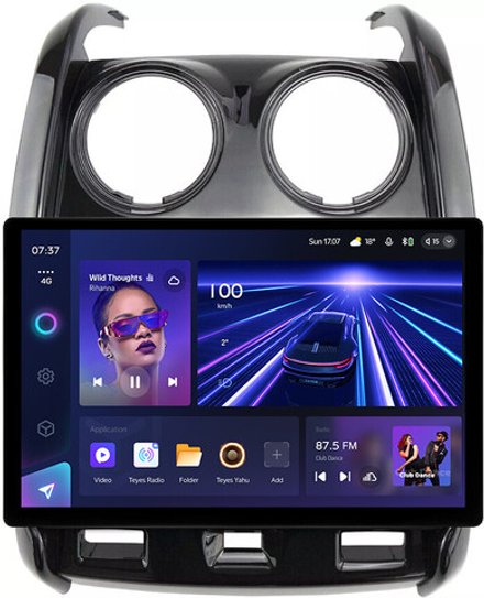 Магнитола для Renault Duster 1 2015-2020, Lada Largus 2021+ (мультируль/джойстик, рамка большая глянец) - Teyes CC3-2K монитор 13" 2K QLED на Android 10, ТОП процессор, CarPlay, 4G SIM-слот