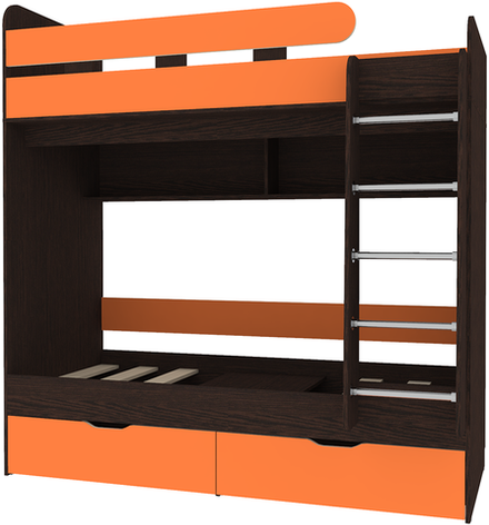 Двухъярусная кровать КарИВи Юниор 5 80х190 Венге Оранжевый