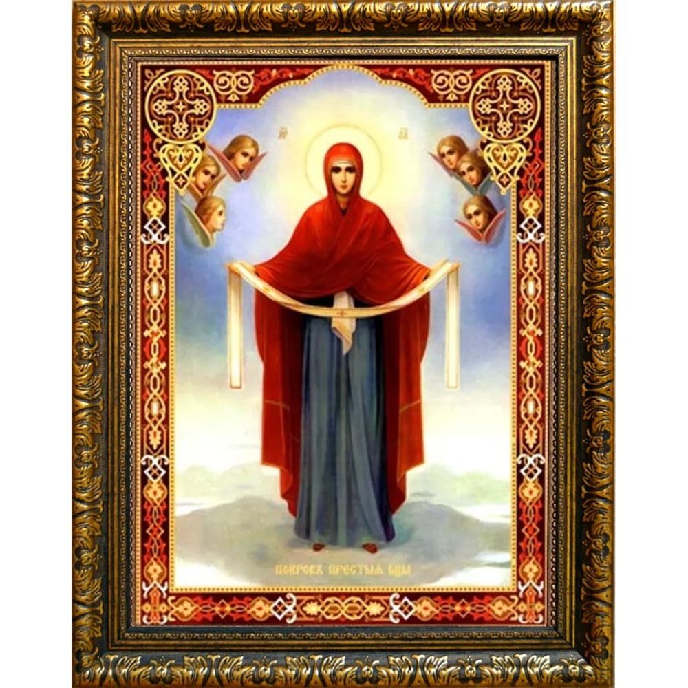 Покров Пресвятой Богородицы. Икона на холсте.