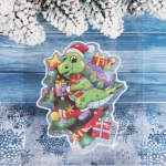 Наклейка на стекло «Дракон с ёлочкой» 15*20 см