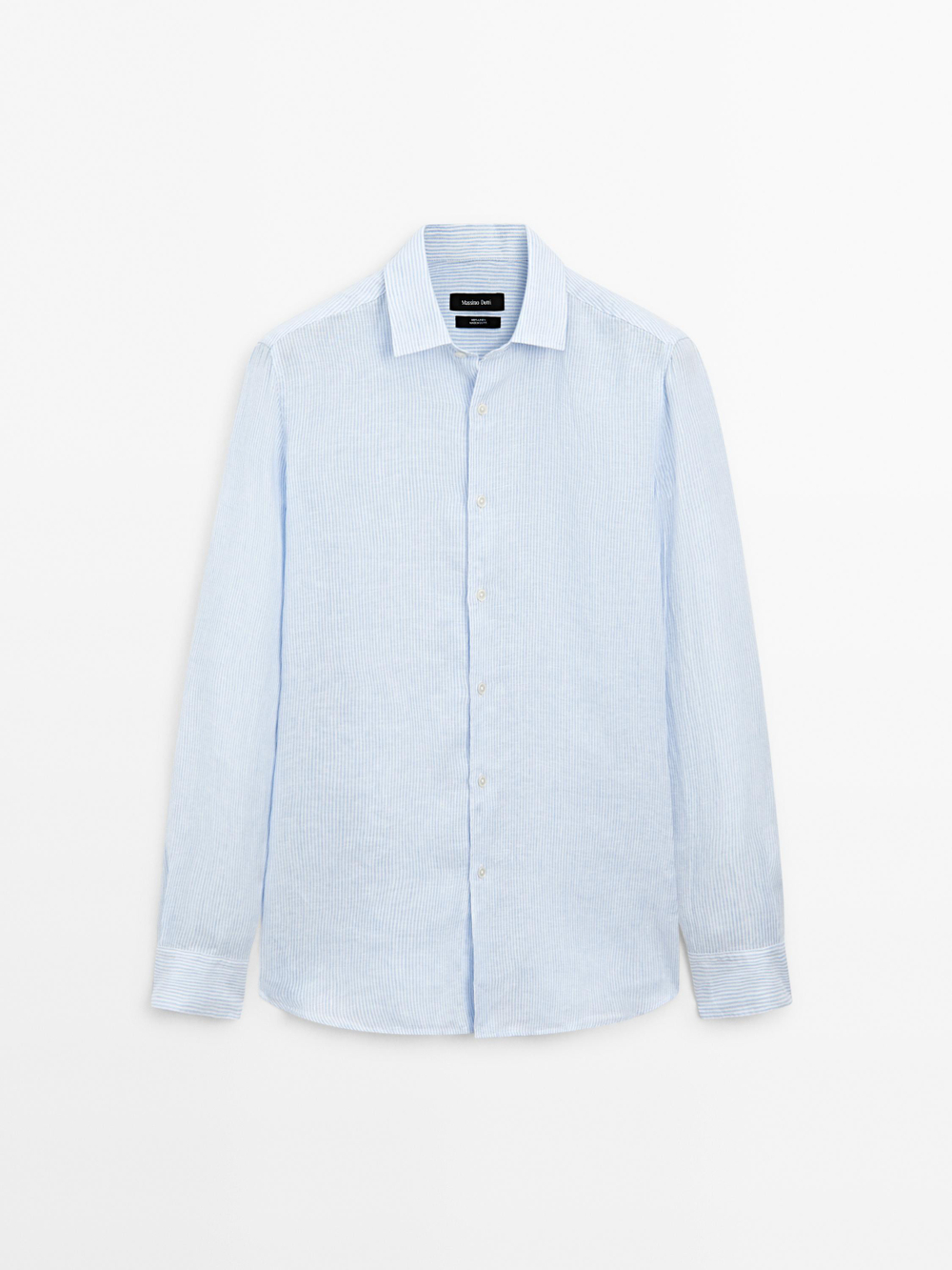 Massimo Dutti Льняная рубашка приталенного кроя, небесно-голубой