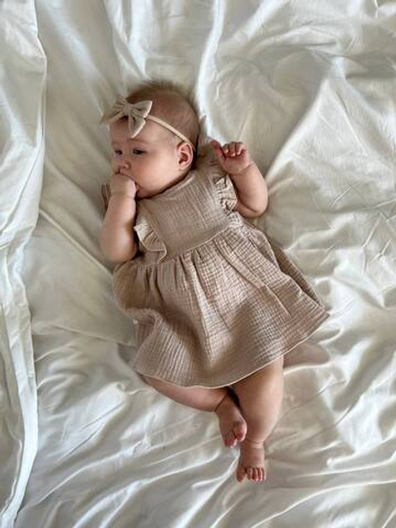 Платье с крылышками муслин, бежевый