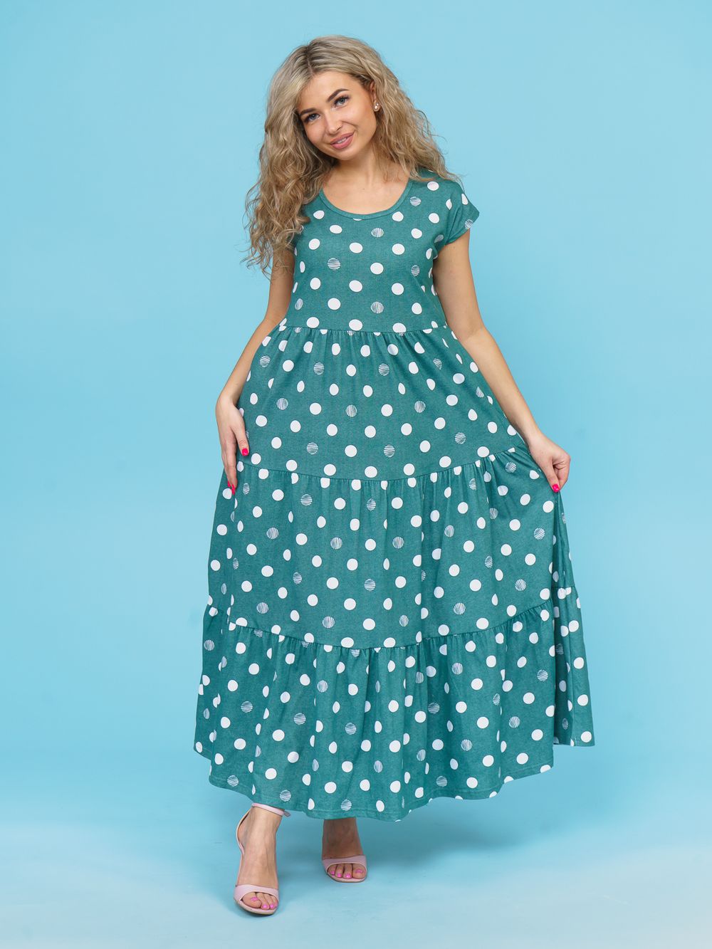 824 Платье "Горох/хаки" SveTekst (Акция)