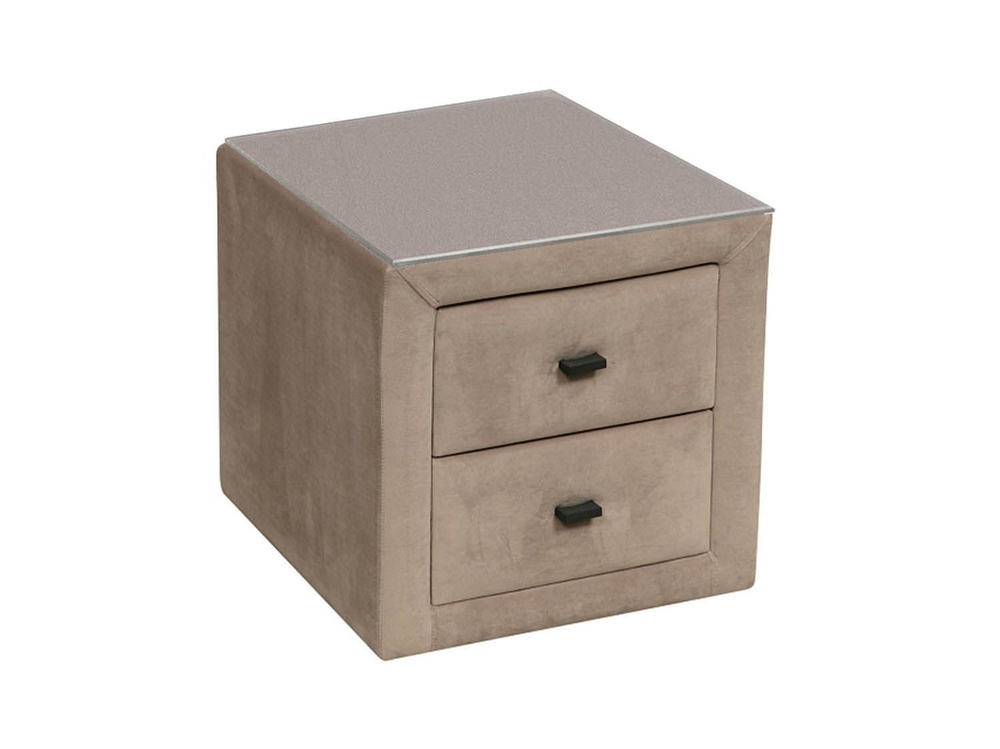 06.34-01 тумба прикроватная со стеклом Гамма велюр хумус