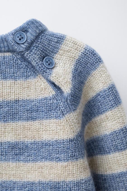 ZARA ДЖЕМПЕР ИЗ ШЕРСТИ И КАШЕМИРА В ПОЛОСКУ, СИНИЙ МЕЛАНЖ