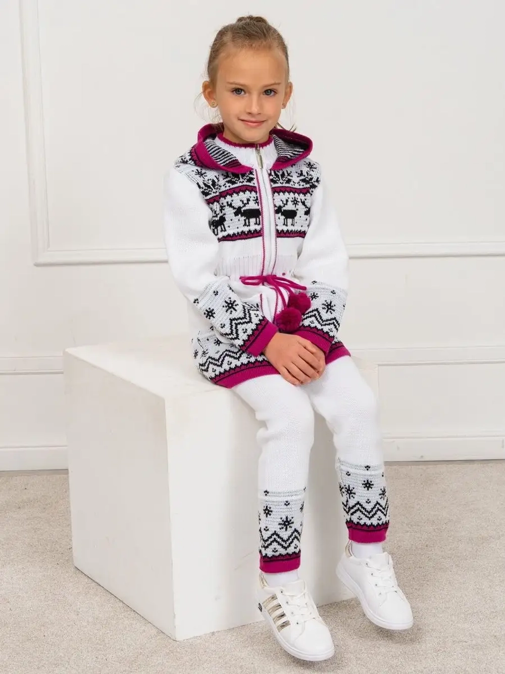 Кардиган вязаный на молнии для девочки