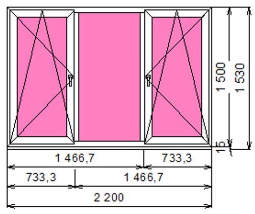 Пластиковое окно 1500 х 2200  ТермА Эко