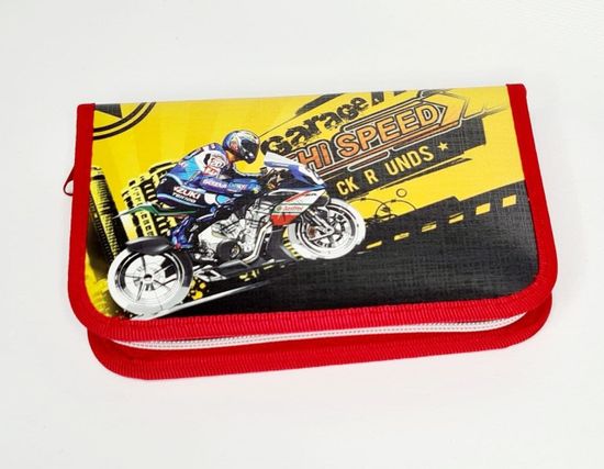 Пенал школьный с наполнением, Мотоциклист