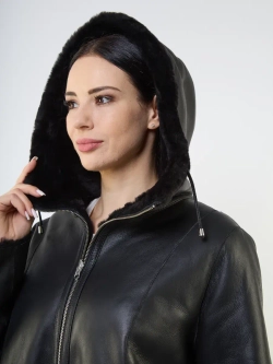 Дубленка зимняя двухсторонняя шуба с капюшоном