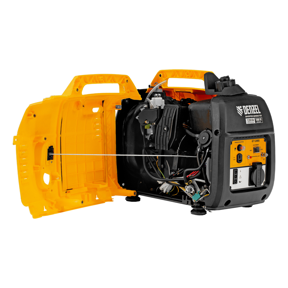 Генератор инверторный GT-1200iS, 1.2 кВт, 230 В, бак 2.4 л, закрытый корпус, ручной старт Denzel