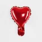 Шар с клапаном (5''/13 см) Микро-сердце, Красный, Металлик, 1 шт.