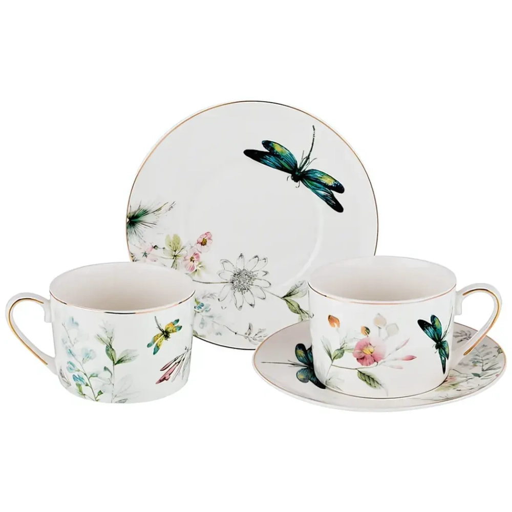 Чайный набор 4 предмета (2 кружки 250мл+2 блюдца) «Стрекоза»