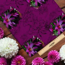 Ткань дюспо цветок с тенью на фиолетовом