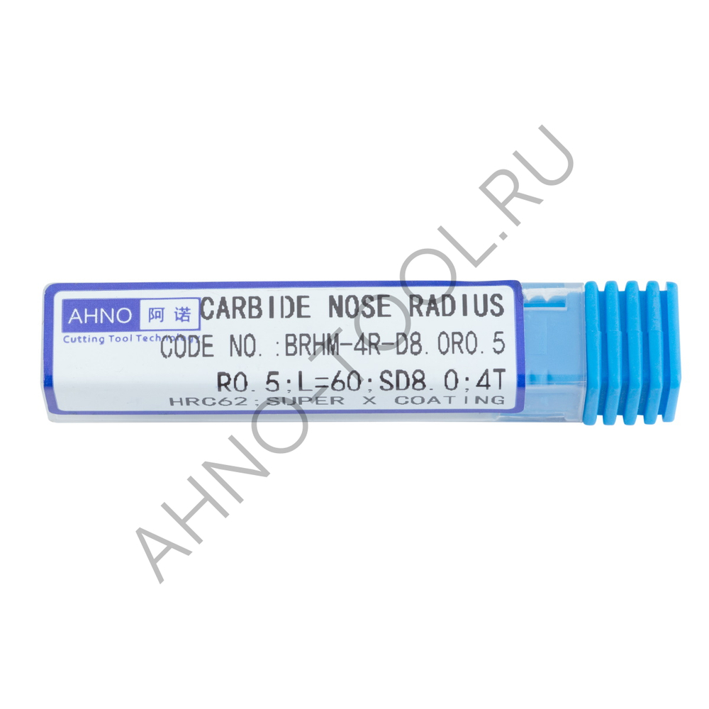 Фреза твердосплавная   8мм (L=60, l=20, хв=8) Z4 35° по закаленной стали, с радиусной фаской BRHM-4R-D8.0R0.5 AHNO