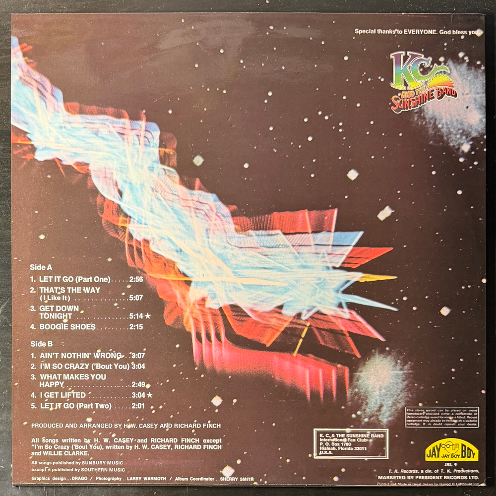 KC And The Sunshine Band ‎– KC And The Sunshine Band (Англия 1975г.)