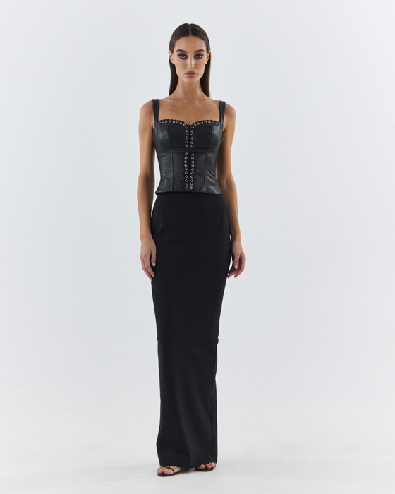 Топ из экокожи c завязками