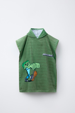 ZARA ПОНЧО-ПОЛОТЕНЦЕ MINECRAFT © MOJANG AB., ЗЕЛЕНЫЙ