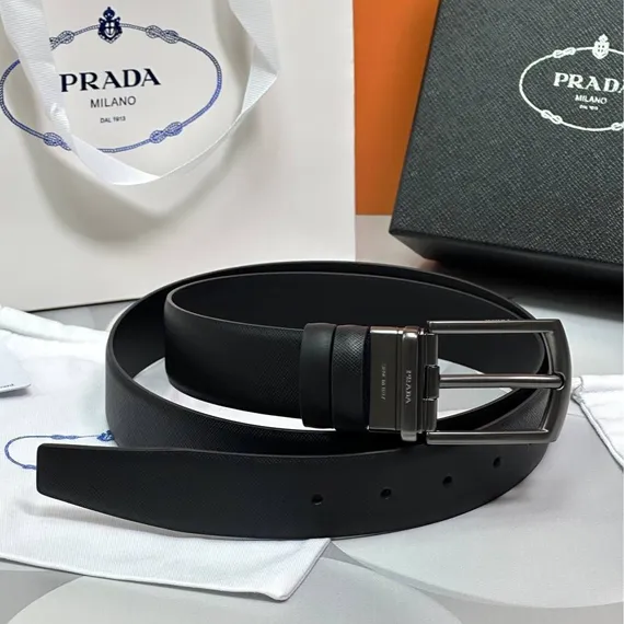 Двухсторонний ремень Prada чёрный/чёрный
