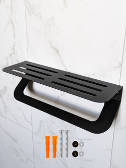 Полка для ванной комнаты 40см с держателем полотенец