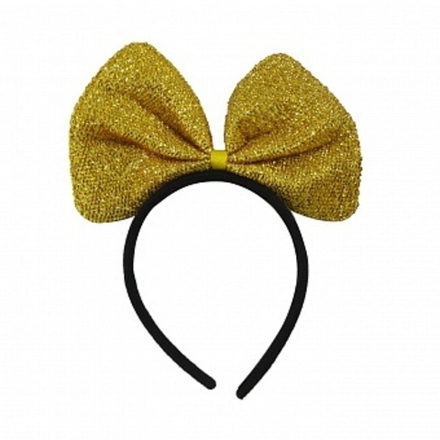 Ободок Классический бант Золото с блестками